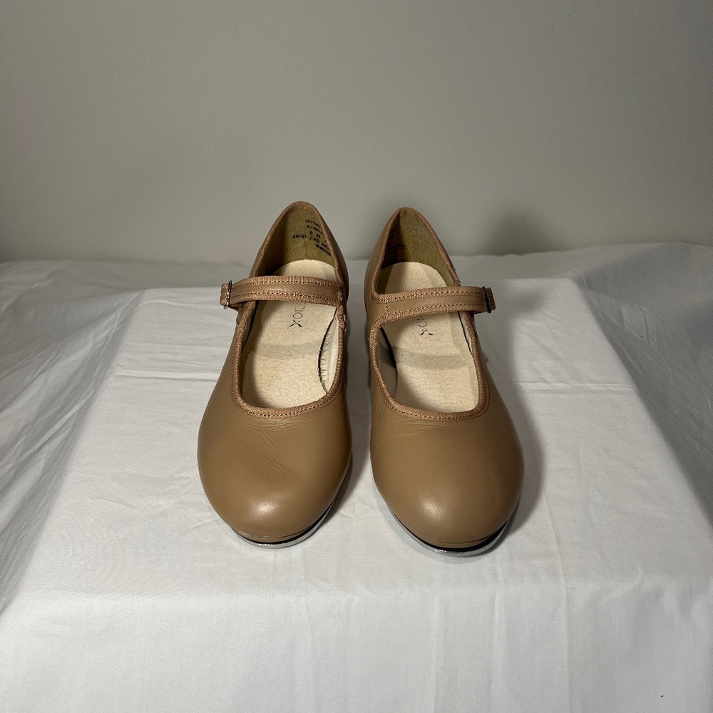 Capezio Women’s Tap Dance Shoes Size 8 Mary Jane Beige Leather with TeleTone Tap